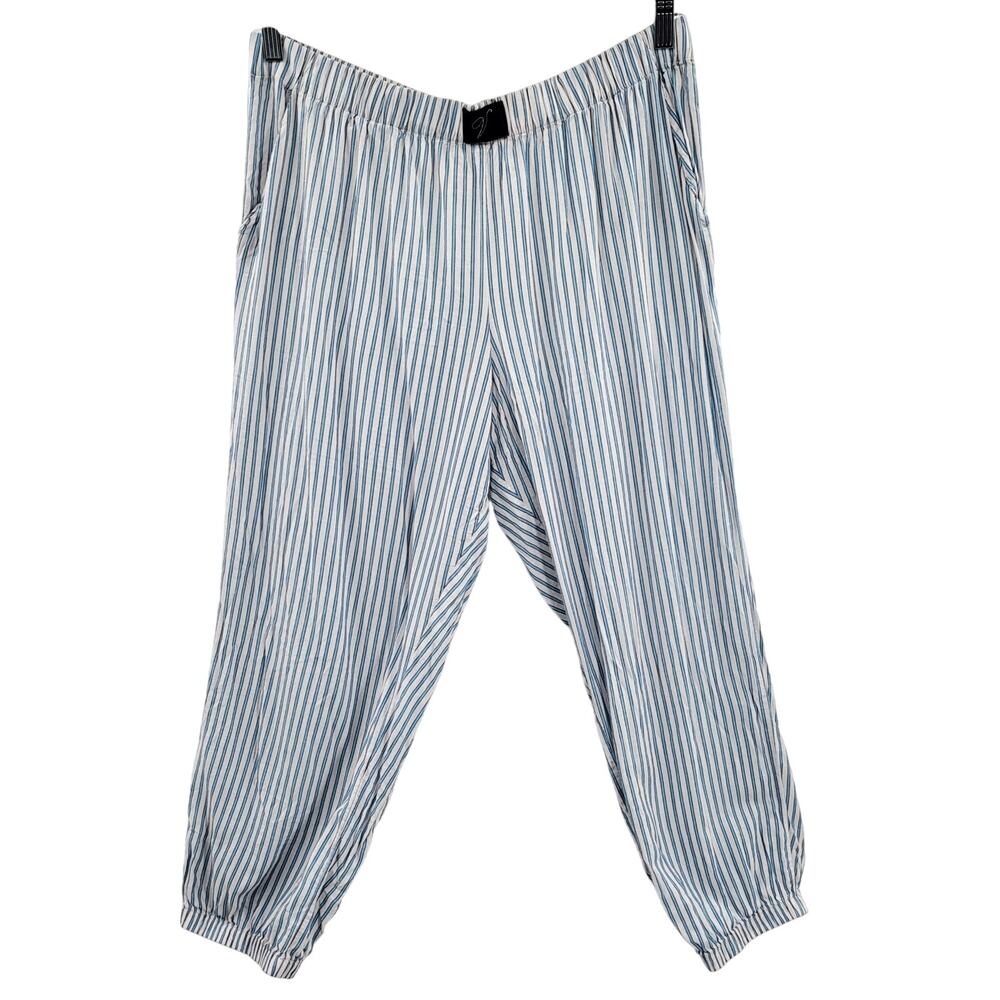 Victoria’s Secret Blue & White Vertical Striped Pajama Sleepwear Pants Women's L